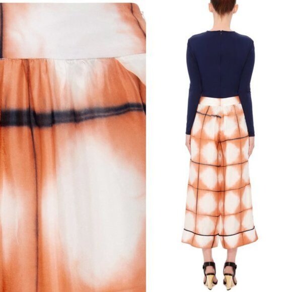 Runway Thakoon Silk Culottes in Pink Grid Plaid Wide Leg - Picture 3 of 9